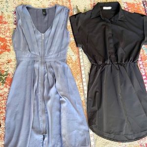 Bundle of two dresses- blue/grey sleeveless H&M and black short sleeve dress